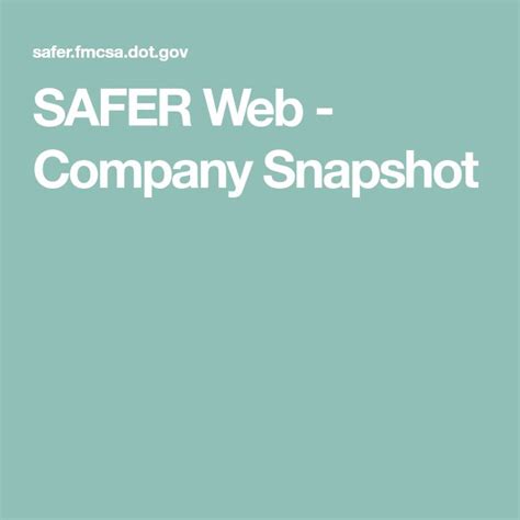 The term "company" refers to a "Motor Carrier Industry Entity" which includes carriers, shippers, and registrants. . Company snapshot safer